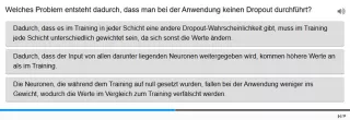 Lernspiel: C9-2 Single Choice: Probleme von Dropout bei der Anwendung. Quiz zum Video