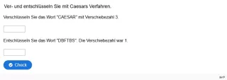 Lernspiel: B5-1 Caesars Verschlüsselung Teil 2. Quiz zum Arbeitsblatt