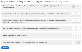 Lernspiel: C9-4 Sort the Paragraphs: Algorithmus bei der Batchnormalisierung. Quiz zum Video