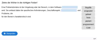 Lernspiel: G3-1 Drag the Words: Problemdomäne. Quiz zum Video