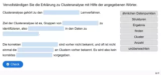 Lernspiel: C8-1 Drag the Words: Clusteranalyse. Quiz zum Video