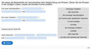 Lernspiel: C9-3 Drag the Words: Verlustfunktion bei der L2-Regularisierung. Quiz zum Video