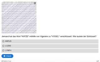 Lernspiel: B5-3 Schlüssel bei Vigenère. Quiz zum Video