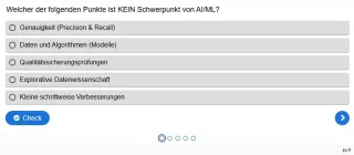 Lernspiel: G2-5 Question Set: Anforderungsanalyse für KI-basierte Systeme Teil 2. Quiz zum Video