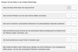 Lernspiel: C7-7 Sort the Paragraphs: Algorithmus zur Berechnung eines CNN. Quiz zum Video