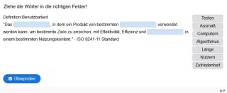 Lernspiel: G4-4 Drag the Words: Benutzbarkeit. Quiz zum Video
