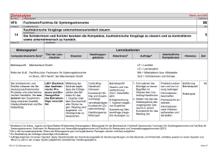 Unterrichtsplanung: Zielanalyse Lernfeld 14 - Kaufmännische Vorgänge unternehmensorientiert steuern (PDF, barrierefrei)