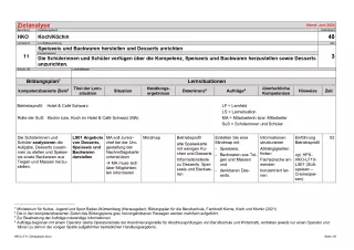 Unterrichtsplanung: Zielanalyse Lernfeld 11 - Speiseeis und Backwaren herstellen und Desserts anrichten (PDF, barrierefrei)