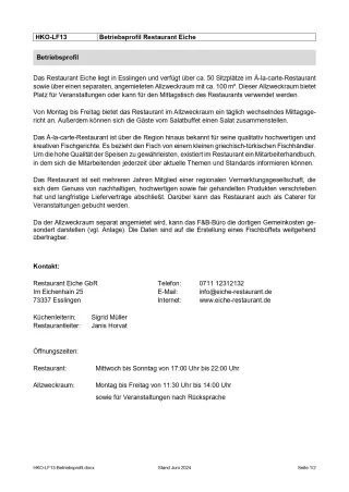 Unterrichtsbaustein: Betriebsprofil Lernfeld 13 (PDF, barrierefrei)