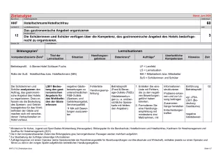 Unterrichtsplanung: Zielanalyse Lernfeld 12 - Das gastronomische Angebot organisieren (DOCX)