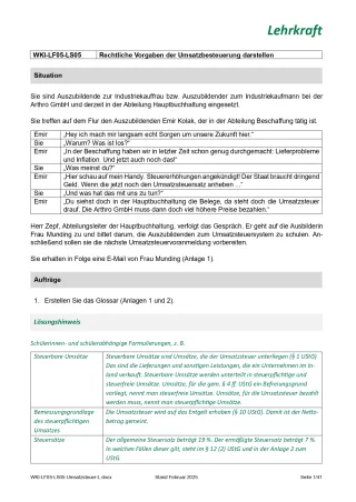 Unterrichtsplanung: Lernsituation Lernfeld 5 - Rechtliche Vorgaben der Umsatzbesteuerung darstellen (Version Lehrkraft) (PDF, barrierefrei)