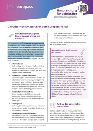 Handbuch: Handreichung für Lehrkräfte zu den Europass-Unterrichtsmaterialien