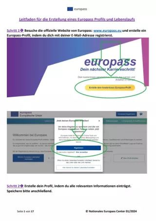 Veranschaulichung: Leitfaden für die Erstellung eines Europass Profils und Lebenslaufs