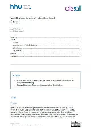 Kurs: Woche 12 | Wie war das nochmal? Überblick und Ausblick (PDF)