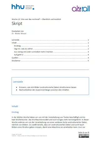 Kurs: Woche 13 | Wie war das nochmal? Überblick und Ausblick (PDF)
