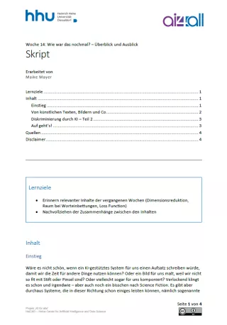 Kurs: Woche 14 | Wie war das nochmal? Überblick und Ausblick (PDF)