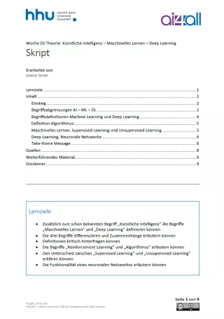 Kurs: Woche 3 | Theorie | Künstliche Intelligenz, Maschinelles Lernen, Deep Learning (PDF)