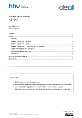Kurs: Woche 6 | Theorie | Regression (PDF)