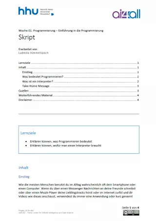 Kurs: Woche 1 | Programmierung | Einführung in die Programmierung (PDF)