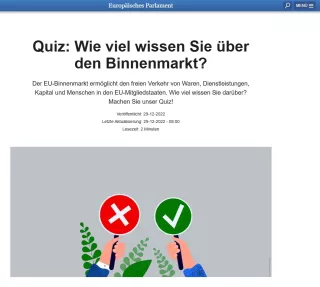 Webseite: Binnenmarkt-Quiz