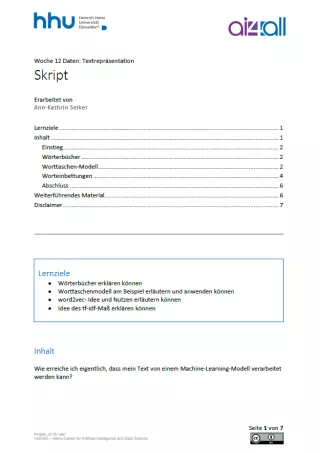 Kurs: Woche 12 | Daten | Textrepräsentation (PDF)
