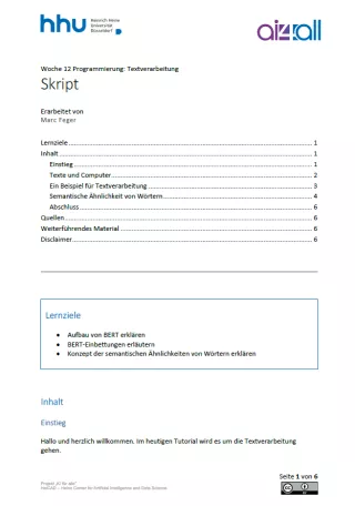 Kurs: Woche 12 | Programmierung | Textverarbeitung (PDF)