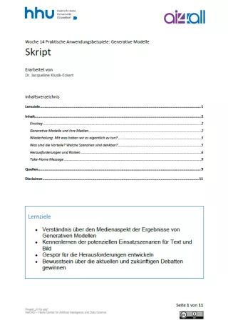 Kurs: Woche 14 | Anwendungsbeispiele | Generative Modelle (PDF)