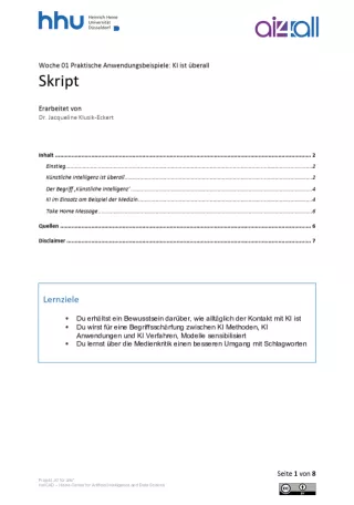 Kurs: Woche 1 | Anwendungsbeispiele | KI ist überall! Wo uns Künstliche Intelligenz im Alltag begegnet (PDF)