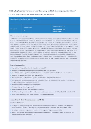 Unterrichtsplanung: Handreichung für die Pflegeausbildung am Lernort Pflegeschule | Beispiel 2 für LS CE02 B