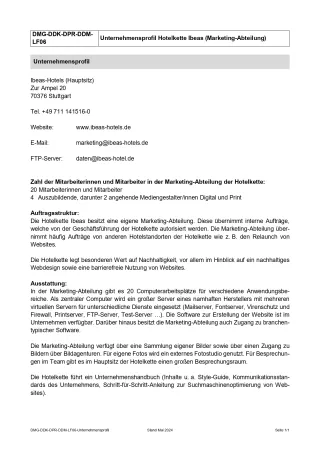 Unterrichtsbaustein: Unternehmensprofil - Lernfeld 6 (PDF, barrierefrei)