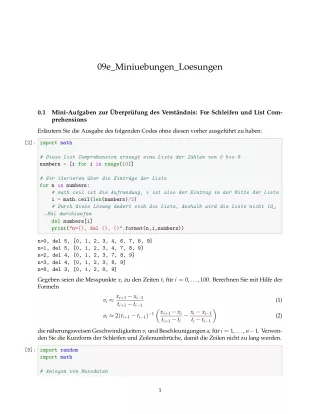 Ubung: C9e Miniübungen: List Comprehensions Lösungen - Pythonkurs (PDF)