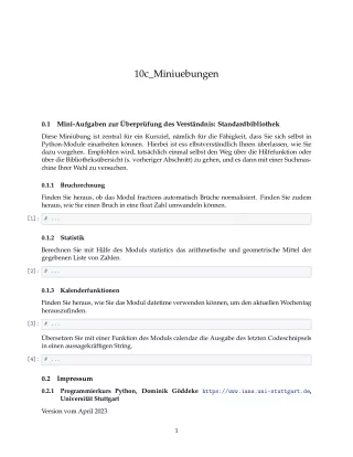 Ubung: E10c Miniübungen: Module - Pythonkurs (PDF)