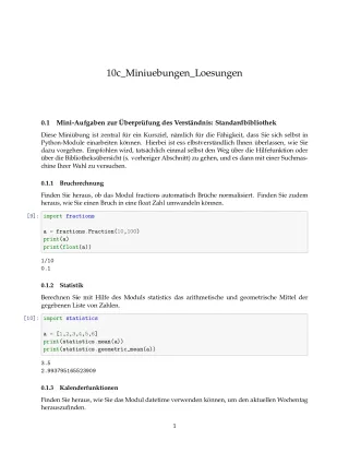 Ubung: E10c Miniübungen: Module Lösungen - Pythonkurs (PDF)