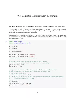 Ubung: G4c matplotlib: Miniübungen: Grundlagen Lösungen - Pythonkurs (PDF)