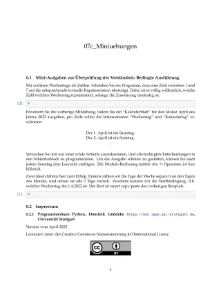 Ubung: C7c Miniübungen: Bedingte Ausführung - Pythonkurs (PDF)