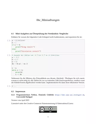 Ubung: C6c Miniübungen: Vergleiche zwischen elementaren Datentypen - Pythonkurs (ZIP)