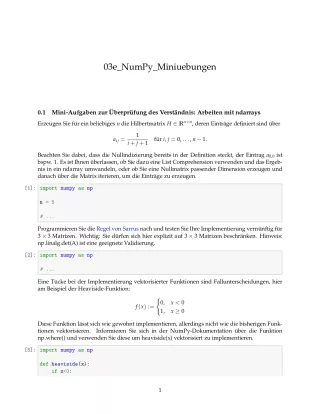 Ubung: G3e NumPy: Miniübungen: Rechnen, Indizieren und Dateien - Pythonkurs (ZIP)