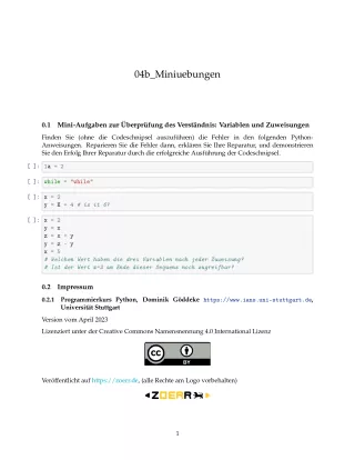 Ubung: B4b Miniübungen: Variablen und Zuweisungen - Pythonkurs (ZIP)