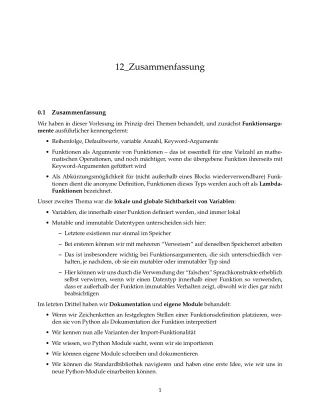 Unterrichtsbaustein: E12 Zusammenfassung des Lernmoduls - Pythonkurs