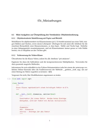 Ubung: H3c Miniübungen: Klassen und Objekte - Pythonkurs (PDF)