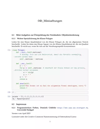 Ubung: H4b Miniübungen: Vererbung - Pythonkurs (PDF)