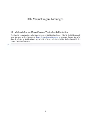 Ubung: D2b Miniübungen: Zeichenketten Lösungen - Pythonkurs (PDF)