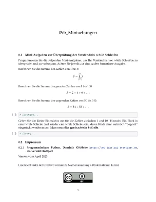Ubung: B9b Miniübungen: while-Schleife - Pythonkurs (PDF)