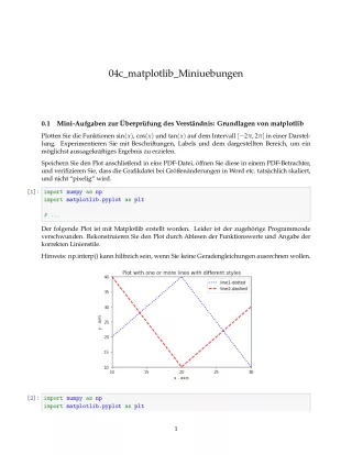 Ubung: G4c matplotlib: Miniübungen: Grundlagen - Pythonkurs (PDF)