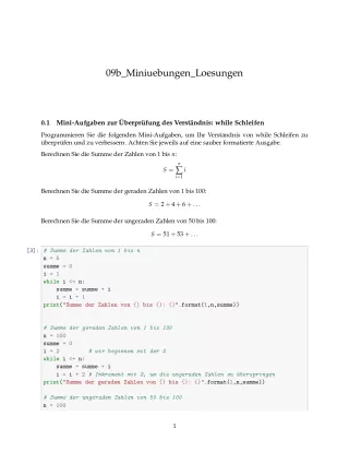 Ubung: B9b Miniübungen: while-Schleife Lösungen - Pythonkurs (PDF)