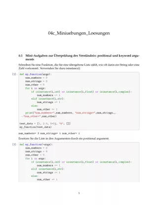 Ubung: E4c Miniübungen: variable Anzahl von Argumenten Lösungen - Pythonkurs (PDF)