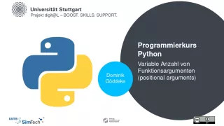 Presentation: E4a Funktionen: variable Anzahl von Argumenten - Pythonkurs (PDF)
