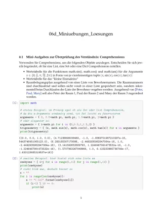 Ubung: D6d Miniübungen: Comprehensions Lösungen - Pythonkurs (PDF)