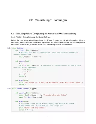 Ubung: H4b Miniübungen: Vererbung Lösungen - Pythonkurs (PDF)