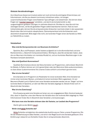Unterrichtsbaustein: B11a Globale Verständnisfragen - Pythonkurs